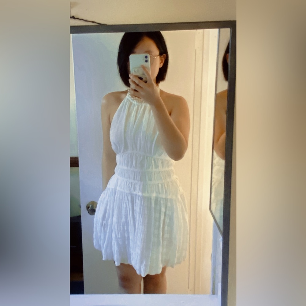 Simkhai Bea Cotton gauze halter neck mini dress